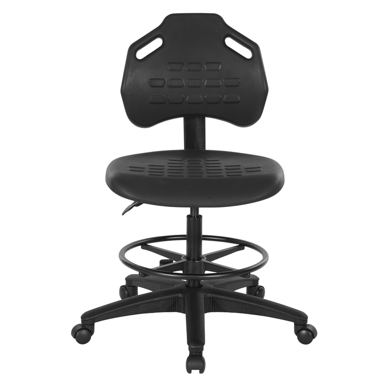 Black Self Skinned Urethane Intermediate Drafting Chair with Black Footrest