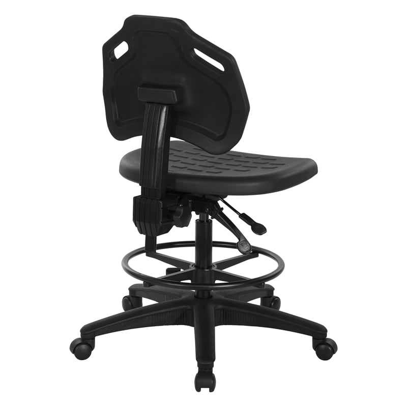 Black Self Skinned Urethane Intermediate Drafting Chair with Black Footrest
