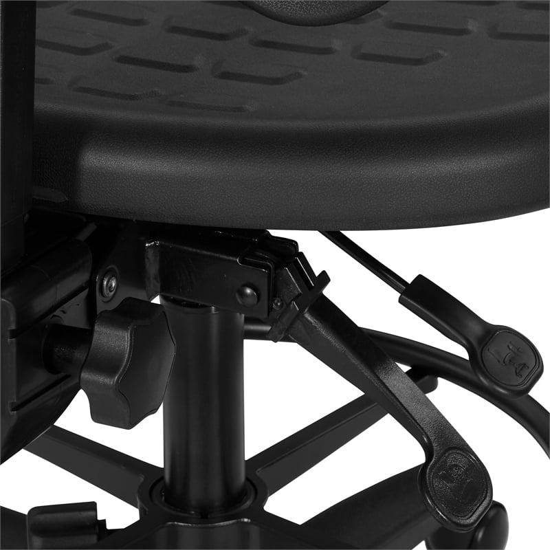 Black Self Skinned Urethane Intermediate Drafting Chair with Black Footrest