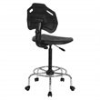 Black Self Skinned Urethane Intermediate Drafting Chair in Chrome Base