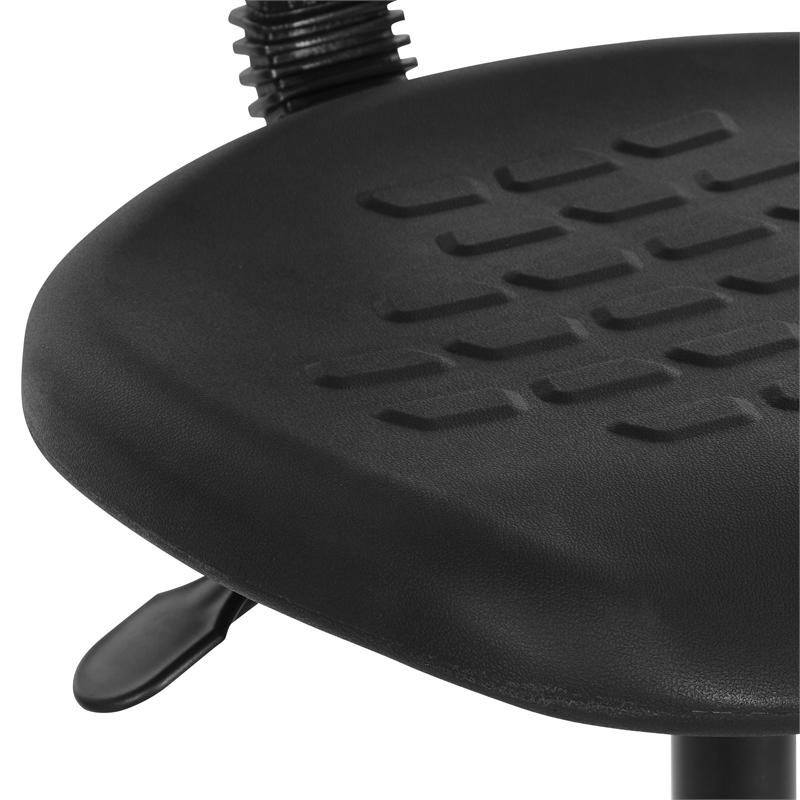 Black Self Skinned Urethane Intermediate Drafting Chair in Chrome Base