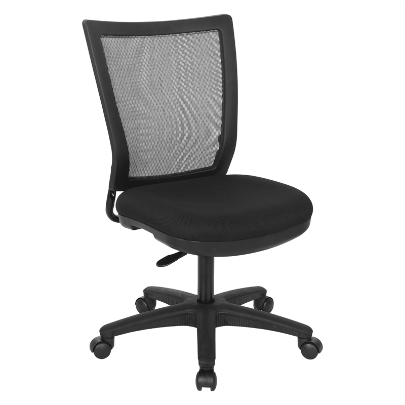 Worksmart Task Chair with Breathable Mesh Back and Padded Black Fabric Seat