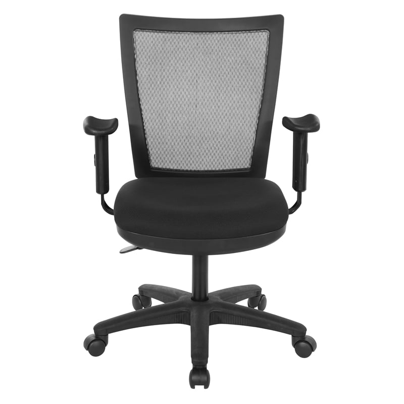 Worksmart Task Chair with Breathable Mesh Back and Padded Black Fabric Seat