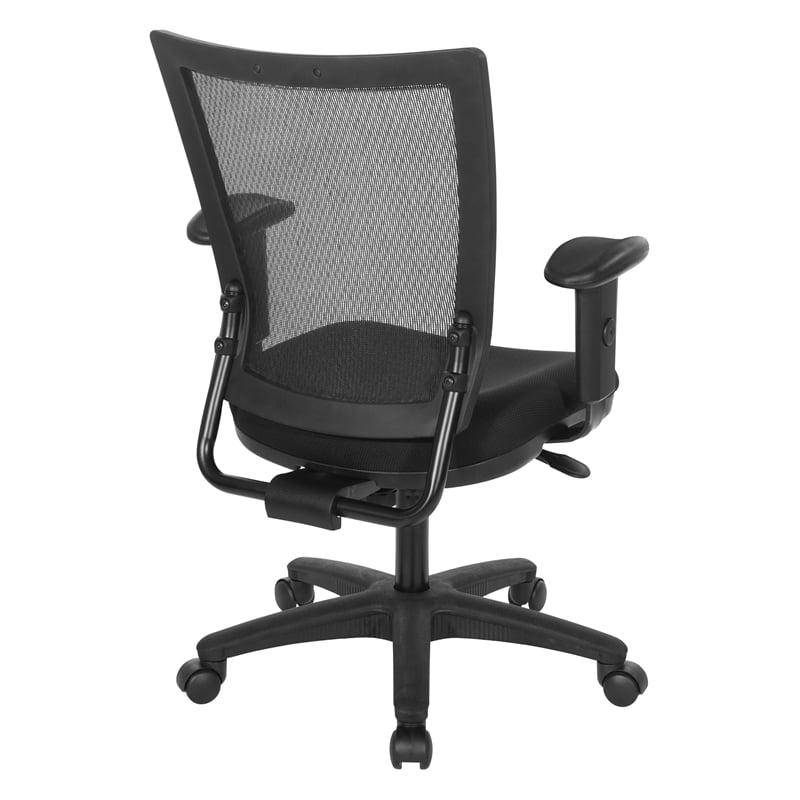 Worksmart Task Chair with Breathable Mesh Back and Padded Black Fabric Seat
