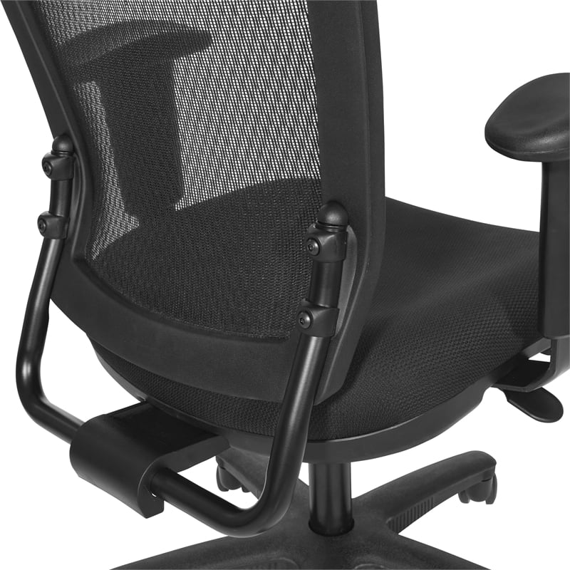 Worksmart Task Chair with Breathable Mesh Back and Padded Black Fabric Seat