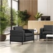Arctic Armchair in Black Faux Leather Fabric Black Metal Finish Legs