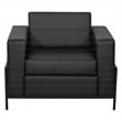 Arctic Armchair in Black Faux Leather Fabric Black Metal Finish Legs