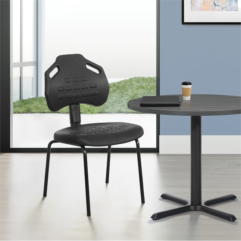 Black Self Skinned Urethane Armless Guest Chair in Black Finish Frame
