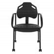 Black Self Skinned Urethane Guest Arm Chair in Black Finish Frame with Casters