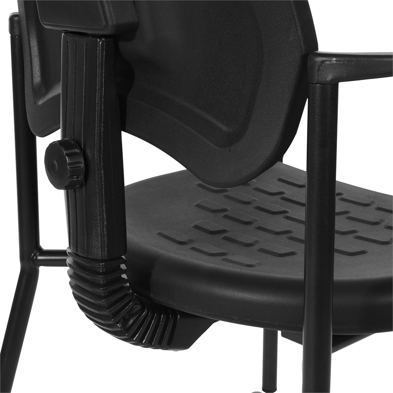 Black Self Skinned Urethane Guest Arm Chair in Black Finish Frame with Casters