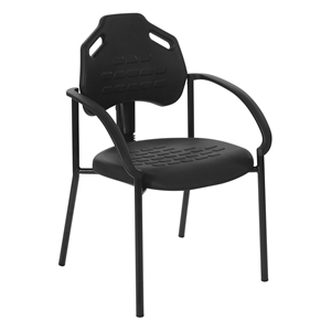 Black Self Skinned Urethane Guest Arm Chair in Black Finish Frame