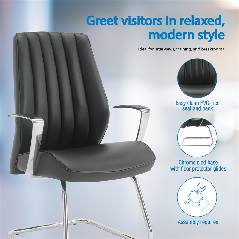 Silver Ion Technology Fabric Visitor Chair in Dillon Black