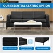Arctic Sofa in Black Faux Leather Black Metal Finish Legs