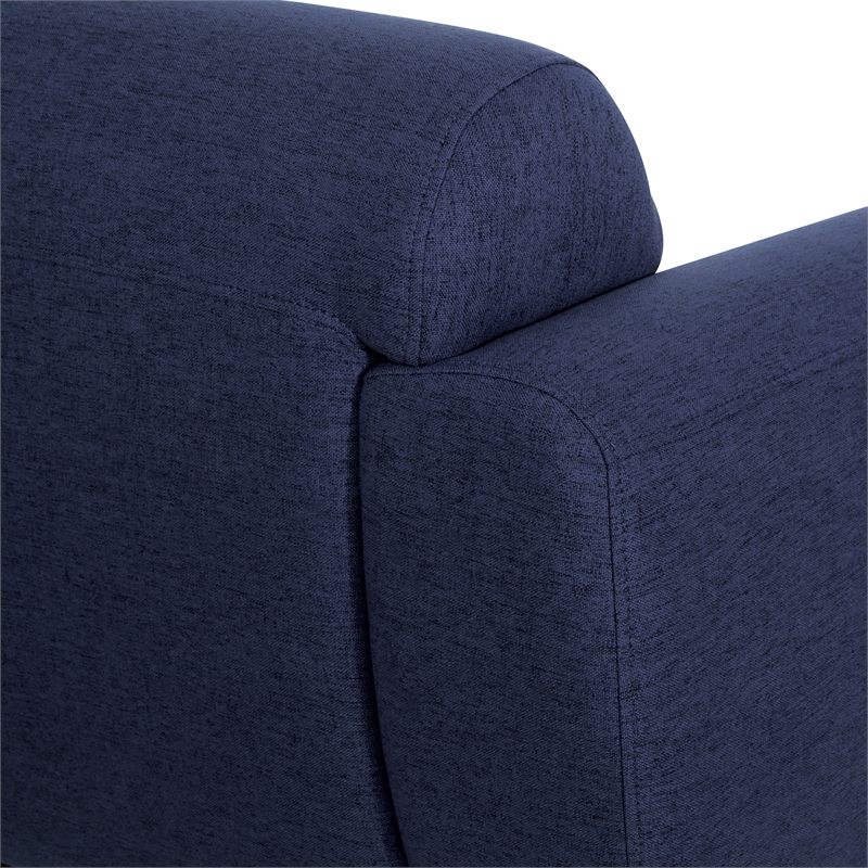 Delta Armchair in Navy Fabric with Black Metal Legs