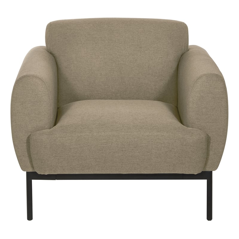 Delta Armchair in Taupe Fabric with Black Metal Legs