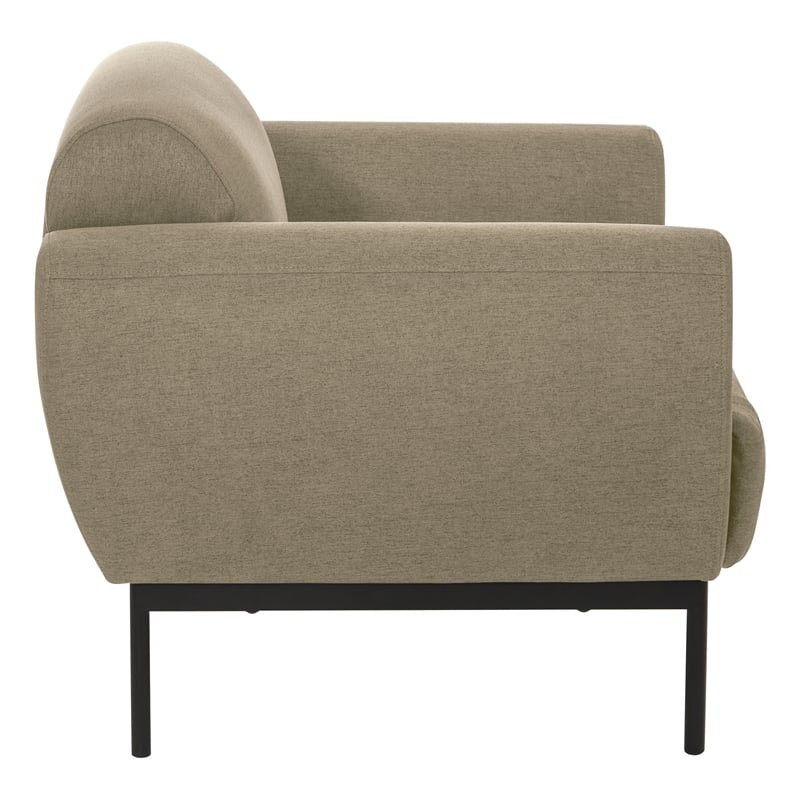 Delta Armchair in Taupe Fabric with Black Metal Legs