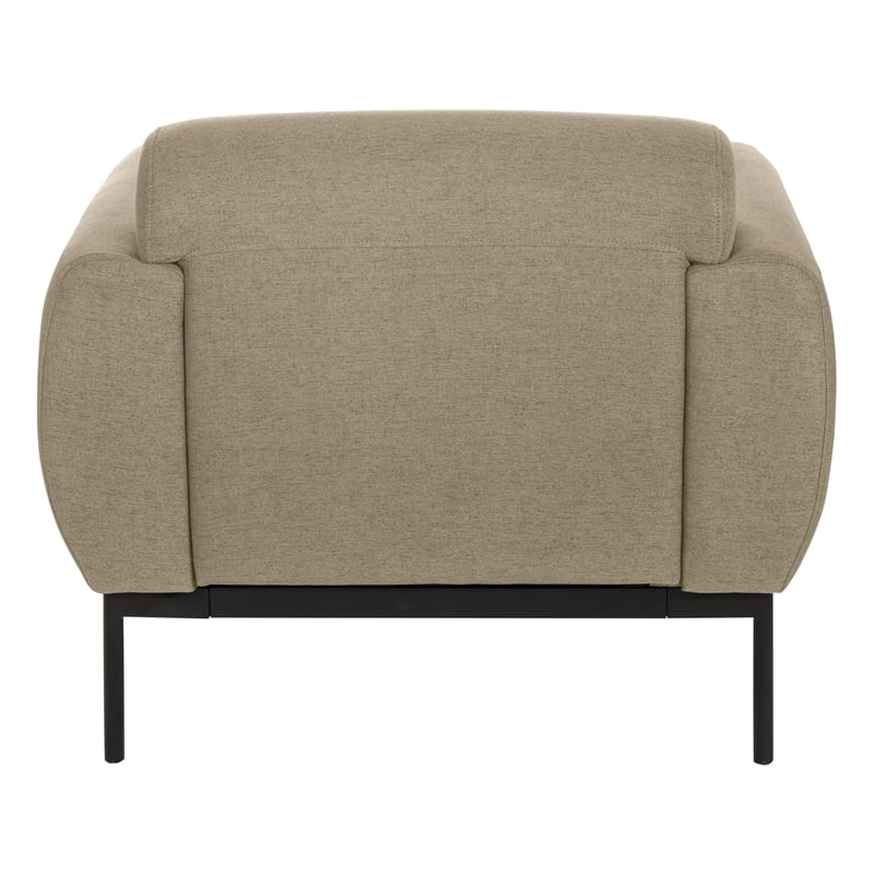 Delta Armchair in Taupe Fabric with Black Metal Legs