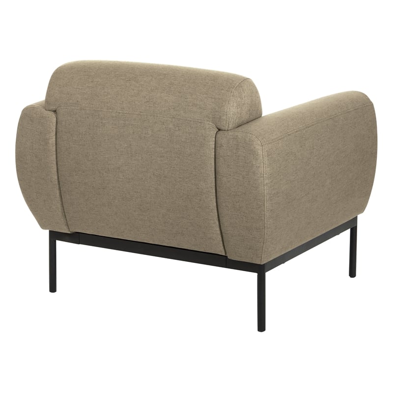 Delta Armchair in Taupe Fabric with Black Metal Legs