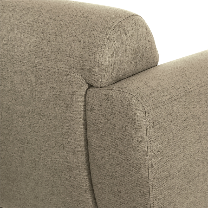 Delta Armchair in Taupe Fabric with Black Metal Legs