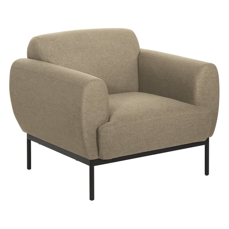 Delta Armchair in Taupe Fabric with Black Metal Legs