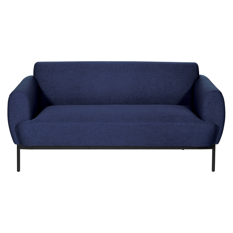 Delta Sofa in Navy Fabric with Black Metal Legs