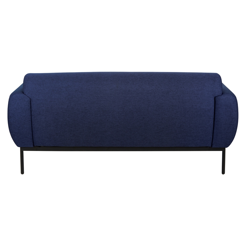 Delta Sofa in Navy Fabric with Black Metal Legs