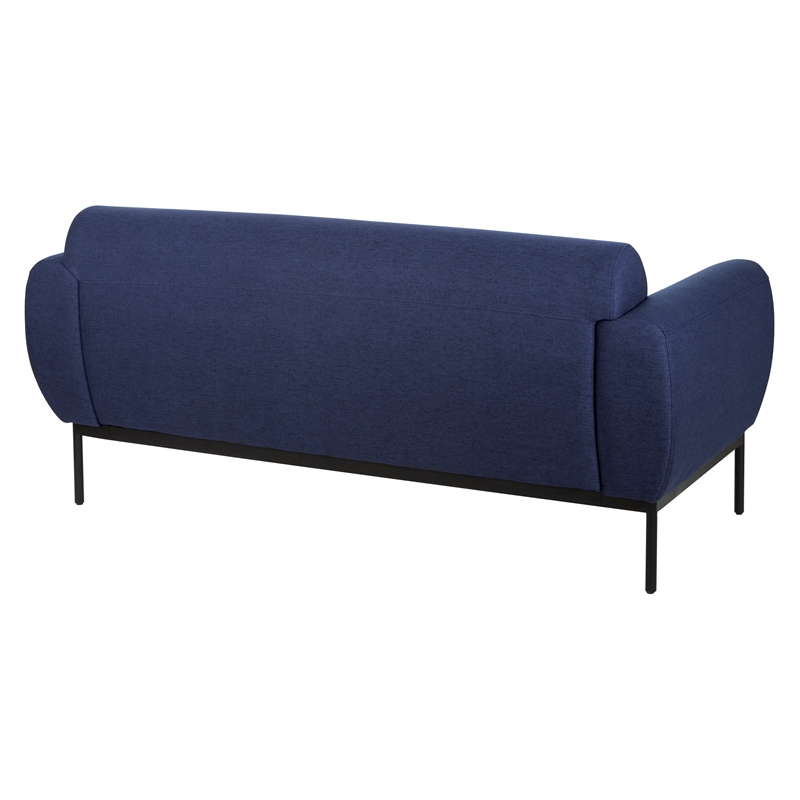 Delta Sofa in Navy Fabric with Black Metal Legs