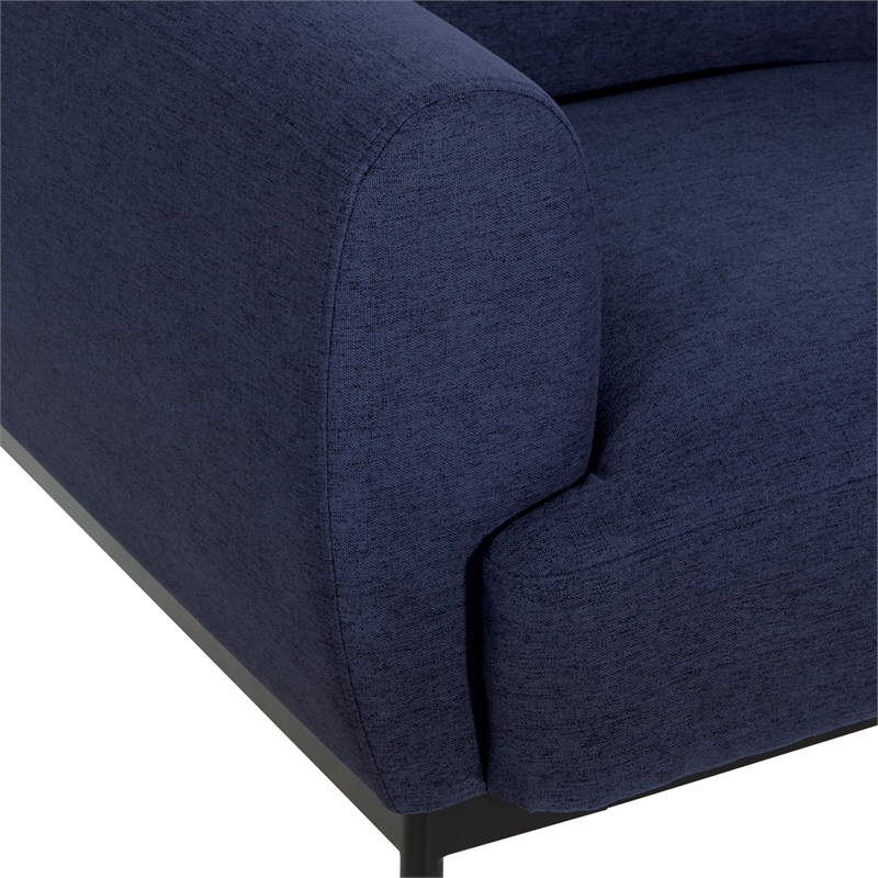 Delta Sofa in Navy Fabric with Black Metal Legs