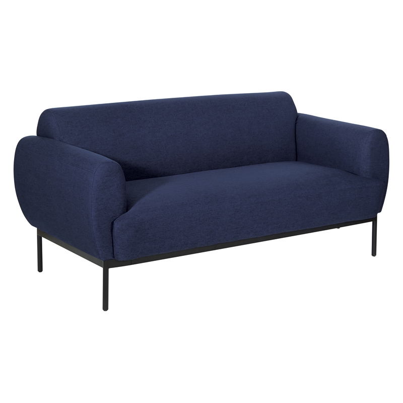 Delta Sofa in Navy Fabric with Black Metal Legs