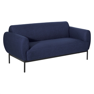 Delta Sofa in Navy Fabric with Black Metal Legs