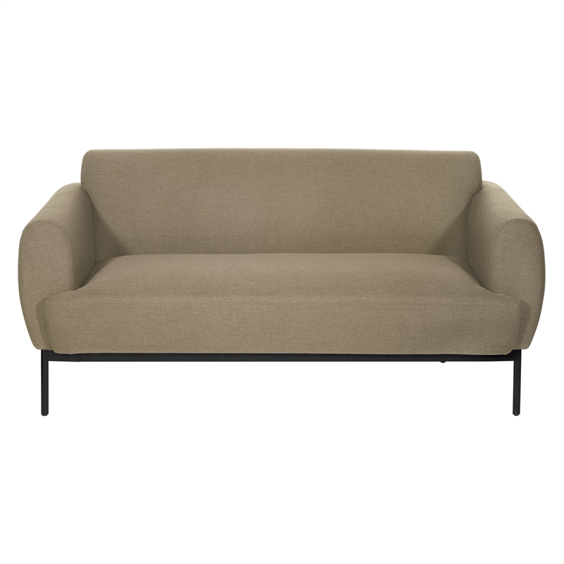 Delta Sofa in Taupe Fabric with Black Metal Legs
