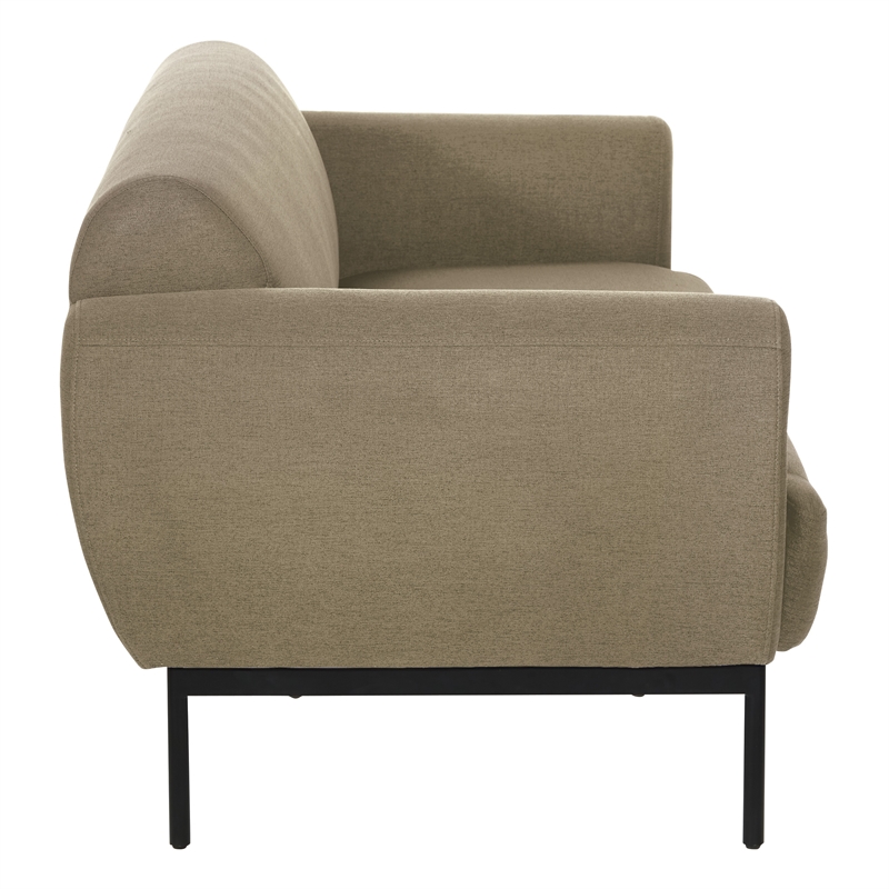 Delta Sofa in Taupe Fabric with Black Metal Legs