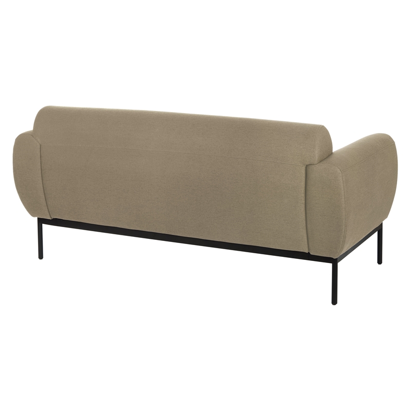 Delta Sofa in Taupe Fabric with Black Metal Legs