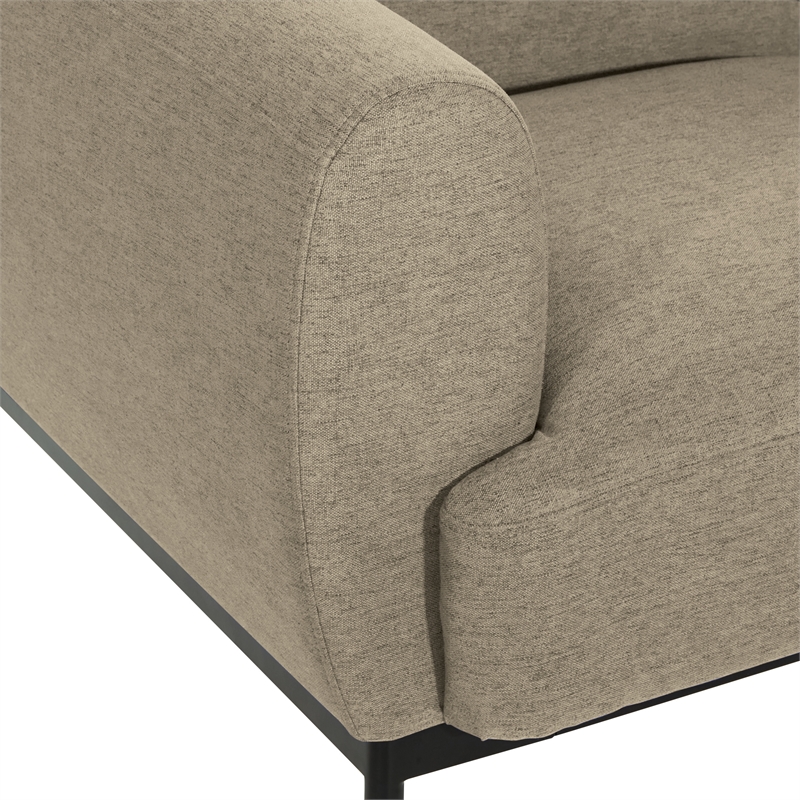 Delta Sofa in Taupe Fabric with Black Metal Legs