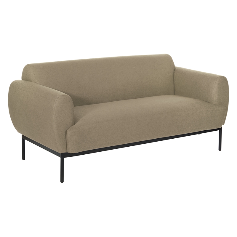 Delta Sofa in Taupe Fabric with Black Metal Legs