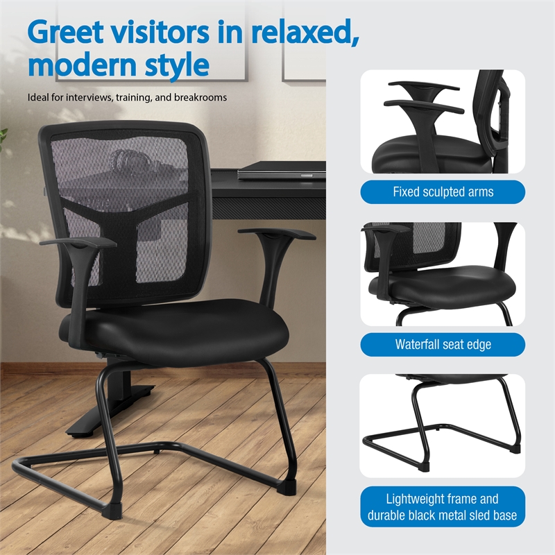 ProGrid Mesh Back Visitors Chair in Dillon Black Fabric