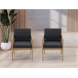 Back Faux Leather in Black with Medium Oak Finish Visitors Chair