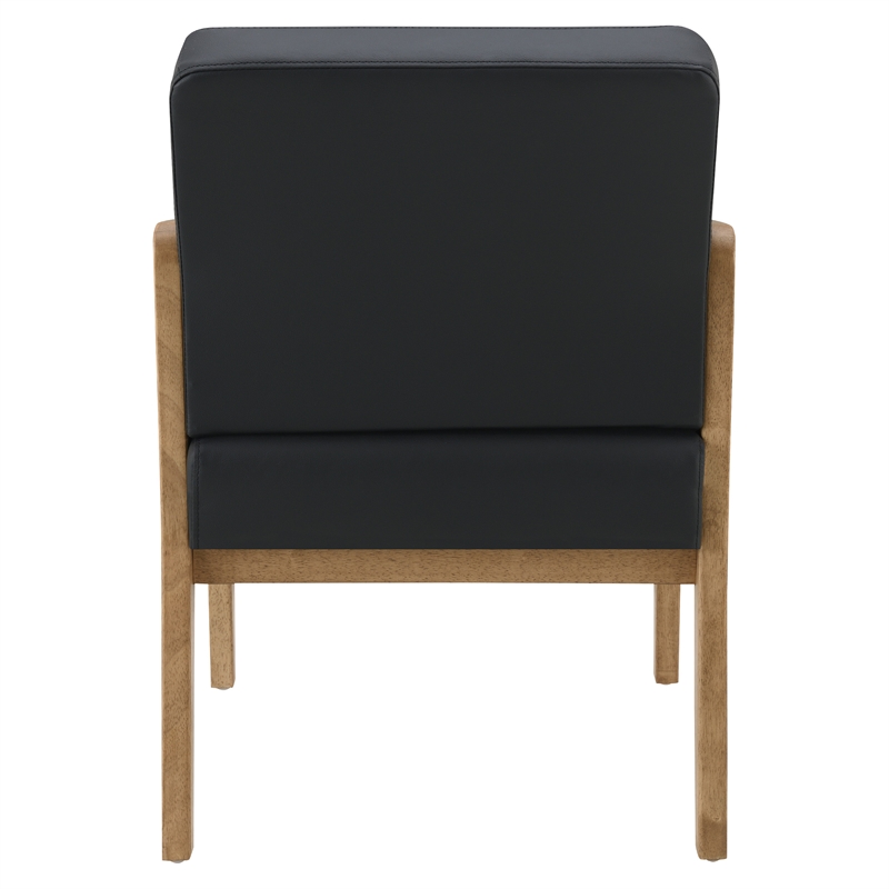 Back Faux Leather in Black with Medium Oak Finish Visitors Chair