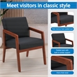 Back Faux Leather in Black with Cherry Finish Visitor s Chair