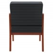 Back Faux Leather in Black with Cherry Finish Visitor s Chair