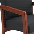 Back Faux Leather in Black with Cherry Finish Visitor s Chair