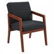 Back Faux Leather in Black with Cherry Finish Visitor s Chair