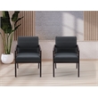 Back Faux Leather in Black with Espresso Finish Visitors Chair