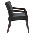 Back Faux Leather in Black with Espresso Finish Visitors Chair