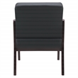 Back Faux Leather in Black with Espresso Finish Visitors Chair
