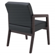 Back Faux Leather in Black with Espresso Finish Visitors Chair