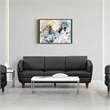 Black Faux Leather Sofa with Cherry Leg Finish