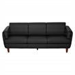 Black Faux Leather Sofa with Cherry Leg Finish