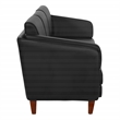 Black Faux Leather Sofa with Cherry Leg Finish