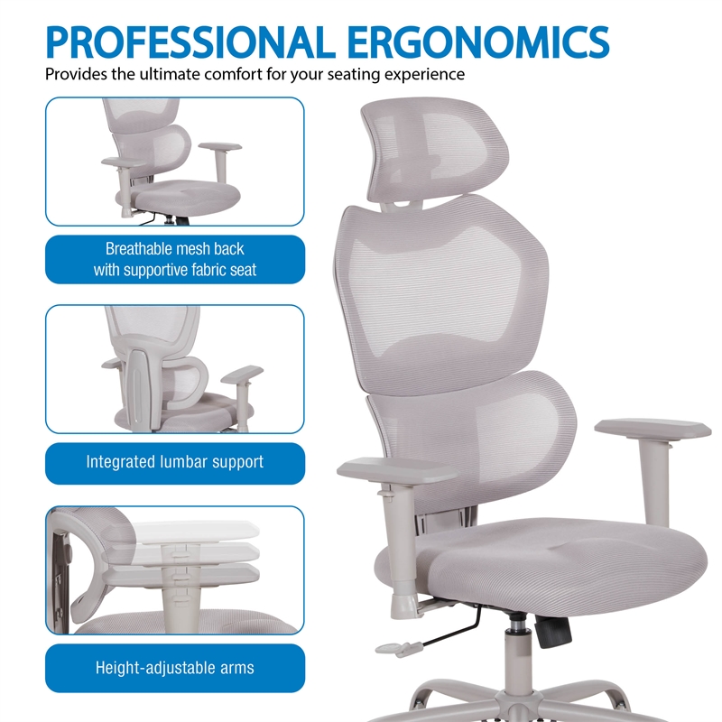 Grey Mesh Back with Grey Fabric Seat Managers Chair